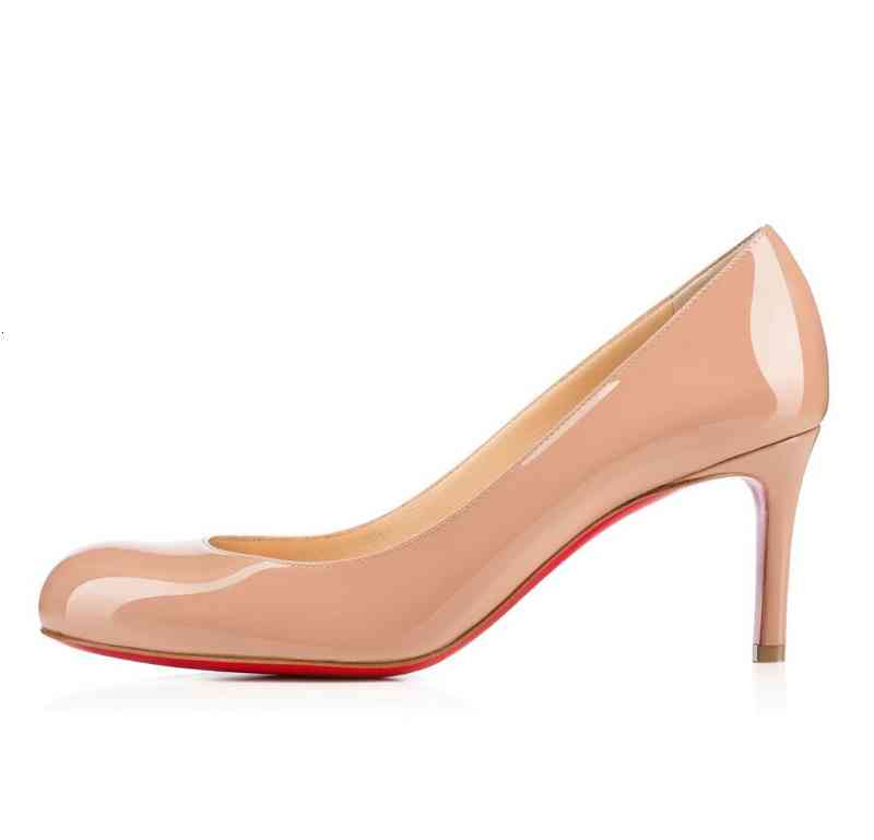 

Box] Brand [Original Sandals Women's Simple Pump Black Nude Patent Leather Red Bottom Shoes Round Toe Dress Party Wedding Lady High Heels