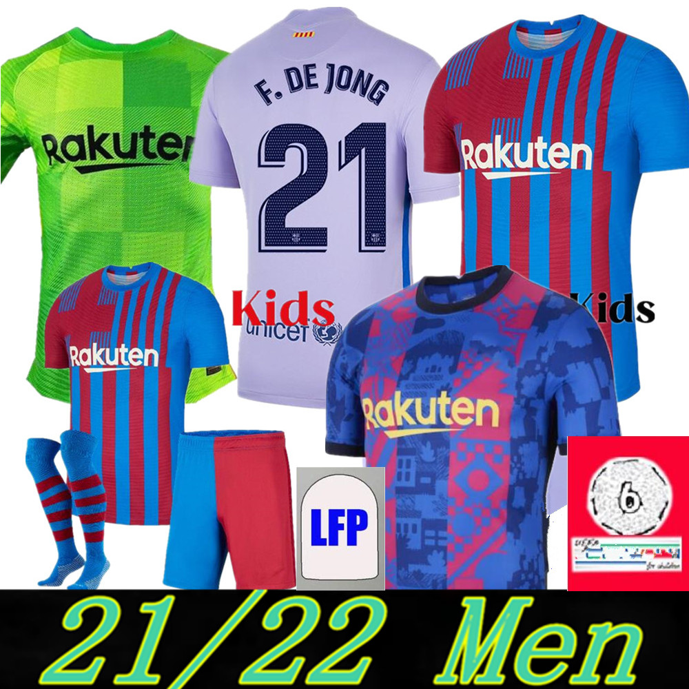 

Camisetas de football MEMPHIS PEDRI Kun Aguero Barcelona soccer jerseys BARCA FC 20 21 22 ANSU FATI 2021 2022 GRIEZMANN F. JONG DEST kit shirt men kids sets socks, Home