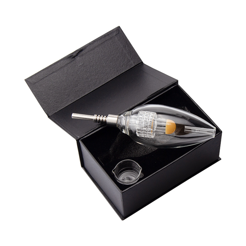 

CSYC NC077 Glass Bong Gift Box 510 Quartz Ceramic Nail Wax Dish About 8.22 Inches OD 63mm Colorful Diamond Cut Perc Smoking Pipe