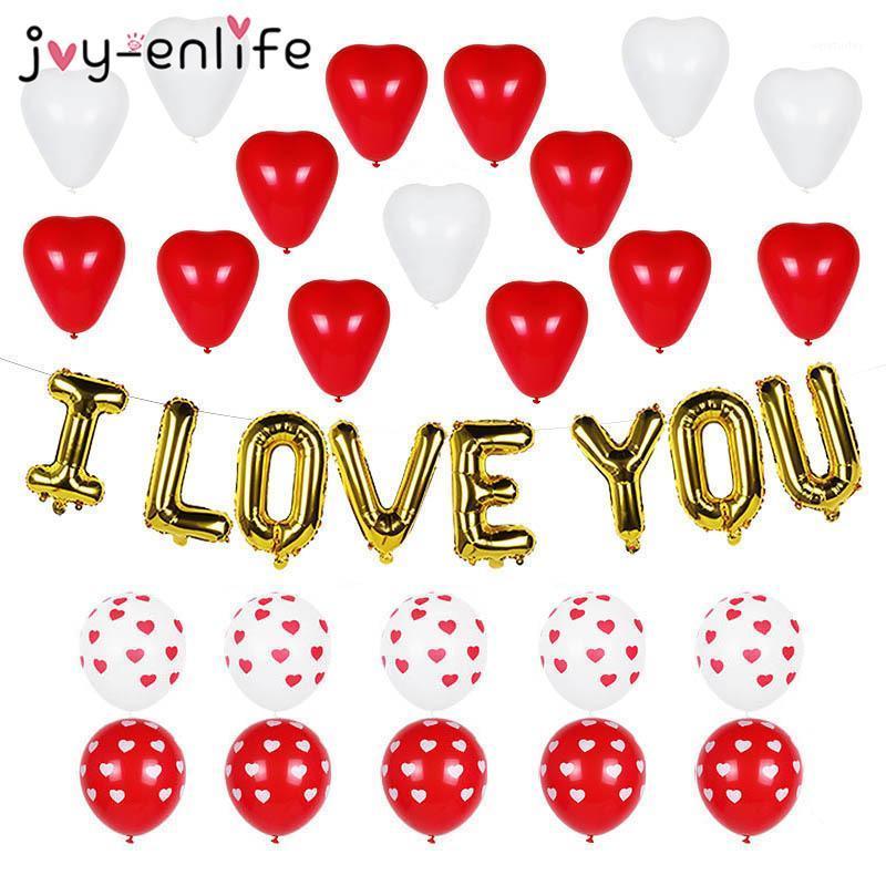 

Party Decoration Romantic Anniversary Wedding I Love You Balloons Set Heart Helium Foil Balloon Valentine's Day Supplies