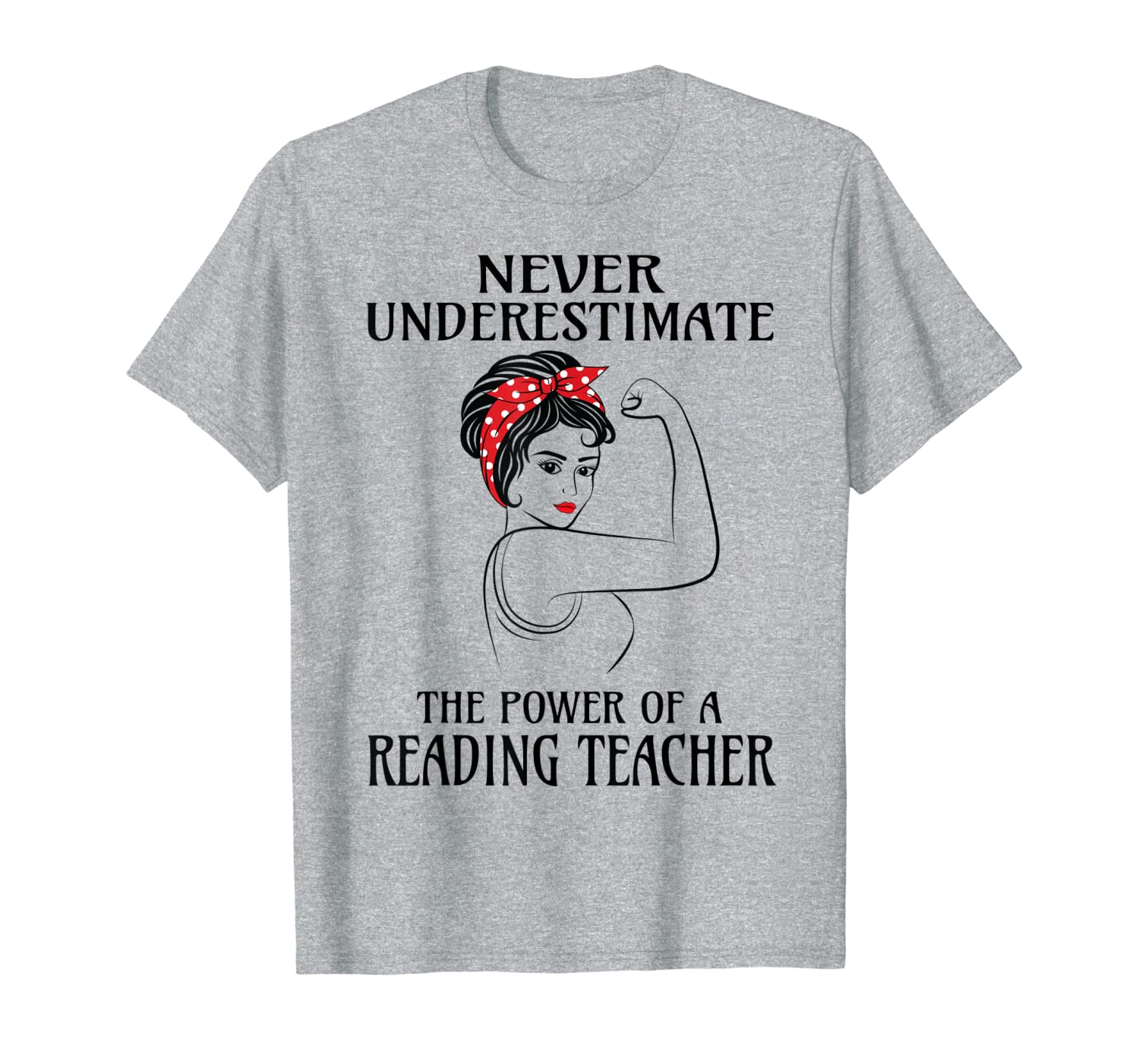 

never underestimate reading teacher t-shirt, White;black