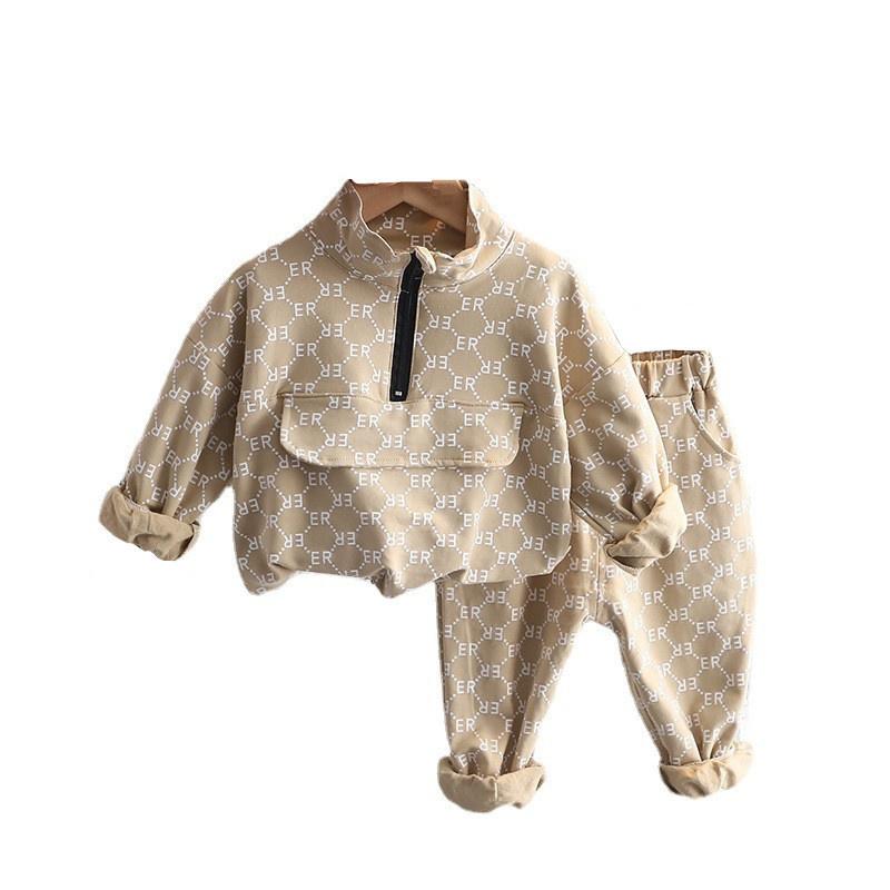 

Clothing Sets Spring Children Boys Casual Clothes Baby Girls Fashion Jacket Pants 2Pcs/sets Autumn Toddler Trendy Kids Sportswear, Khaki