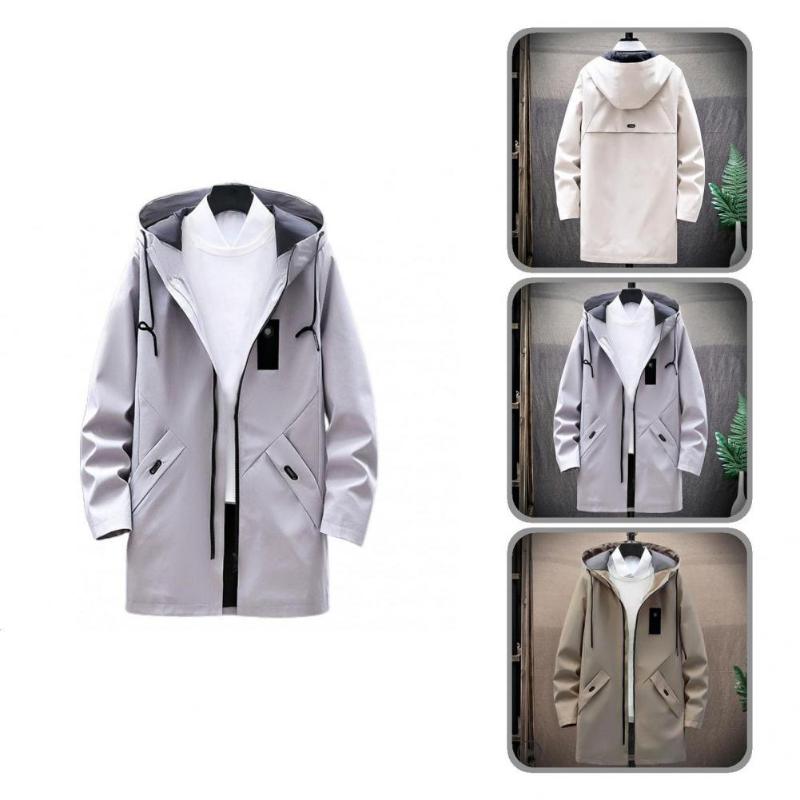 

Men's Jackets Winter Coat Hat Autumn Jacket Hooded Drawstring Great Long, Black;brown