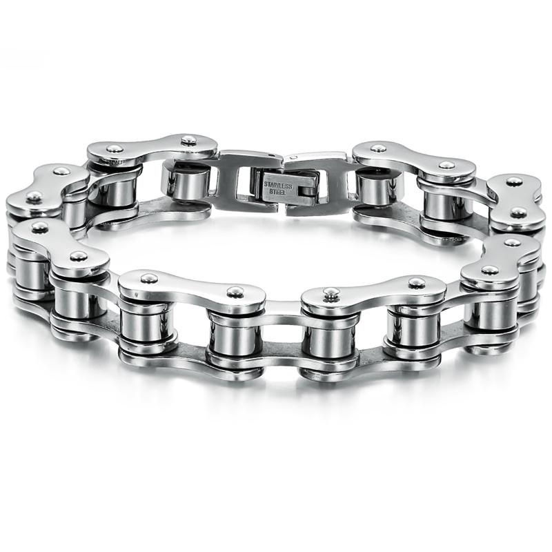 

Tennis Summer Collection Bike Bicycle Chain Stainless Steel Bracelets Man Cool Wristband Jewelry Gift 20.5cm 12mm