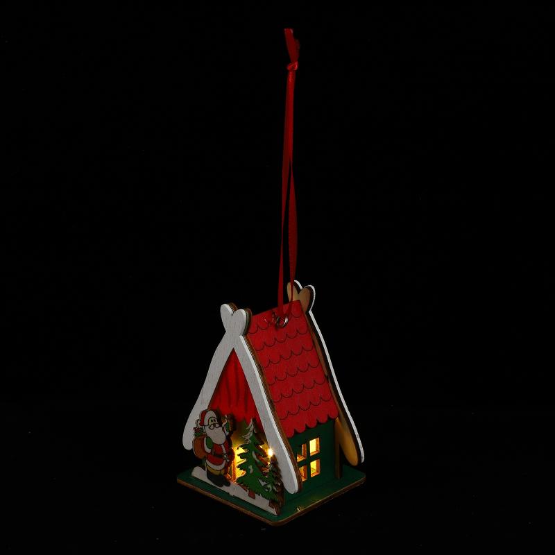 

Christmas Decorations 1Pc Wooden House Pendant Luminous Tree Hanging Decor Home