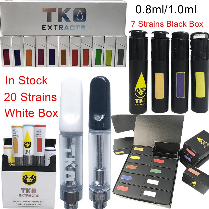 

TKO Vape Cartridges Packaging 0.8ml 1.0ml Atomizers Sauce Extracts Carts Ceramic Coil Glass Tank Empty Oil Dab Pen Wax Vaporizer 510 Thread E Cigarettes