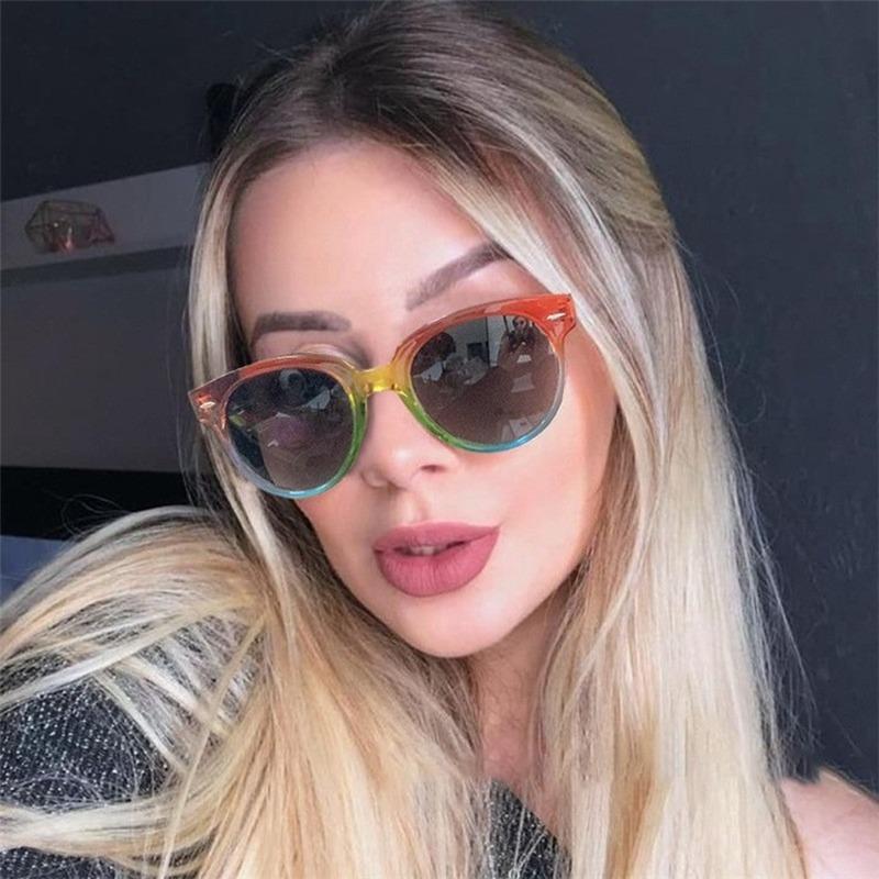 

Sunglasses 2022 Fashion Female Korean Style Retro Summer Round Gradient Color Frame Women Luxury Shades Glasses