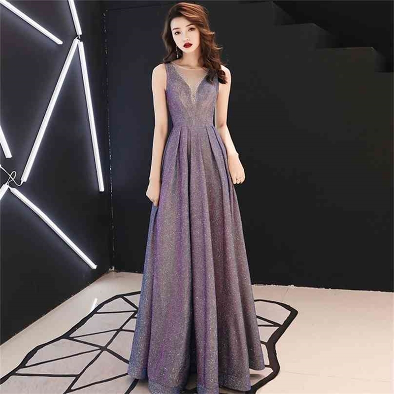 

Sexy Woman Evening Party Night Dress Maxi Summer Bling V-neck Sleeveless Elegant Slim Silver Sequin Long 210603, Sky blue