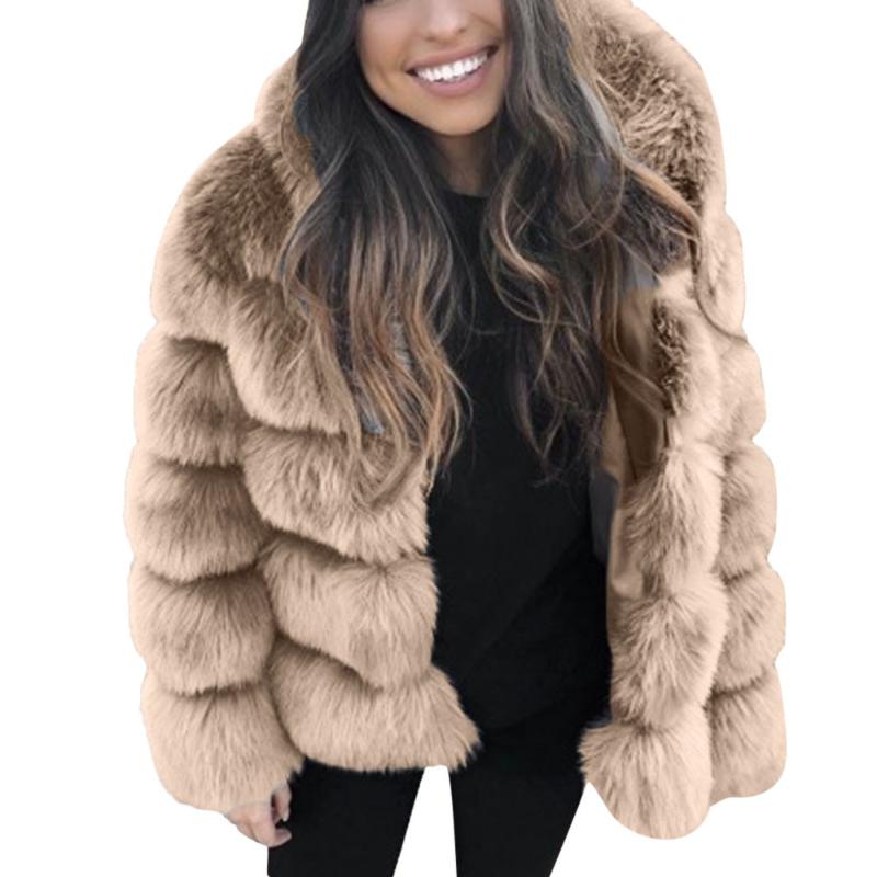 

Women's Fur & Faux Women Coat Winter Imitation Splicing Fashion Warm, Black
