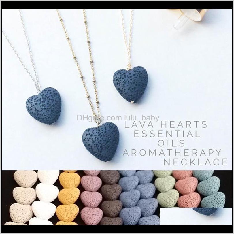 

Heart Lava Rock Necklace 9 Colors Aromatherapy Essential Oil Diffuser Heartshaped Stone For Women Fashion Jewelry Mwa0E Zensa