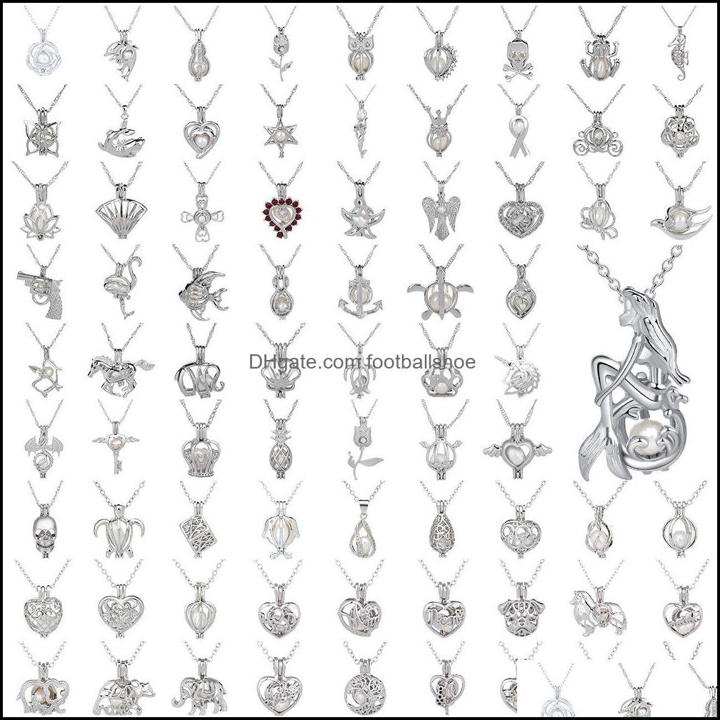 

Pendant Necklaces & Pendants Jewelry Love Wish Pearl Cage Hollow Natural With Oyster Cages Charm Sier Chains For Women Fashion In Drop Deliv