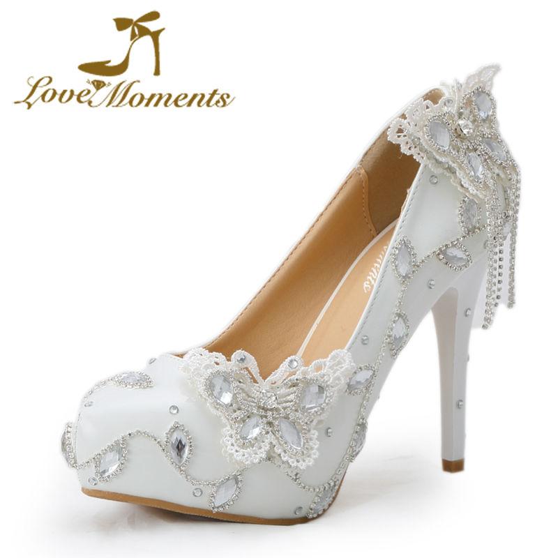 

Beautiful Wedding Bridal Shoes Woman White Handmade Butterfly Pumps High Heels Praty Dress 14cm/11cm/8cm/6cm, Black