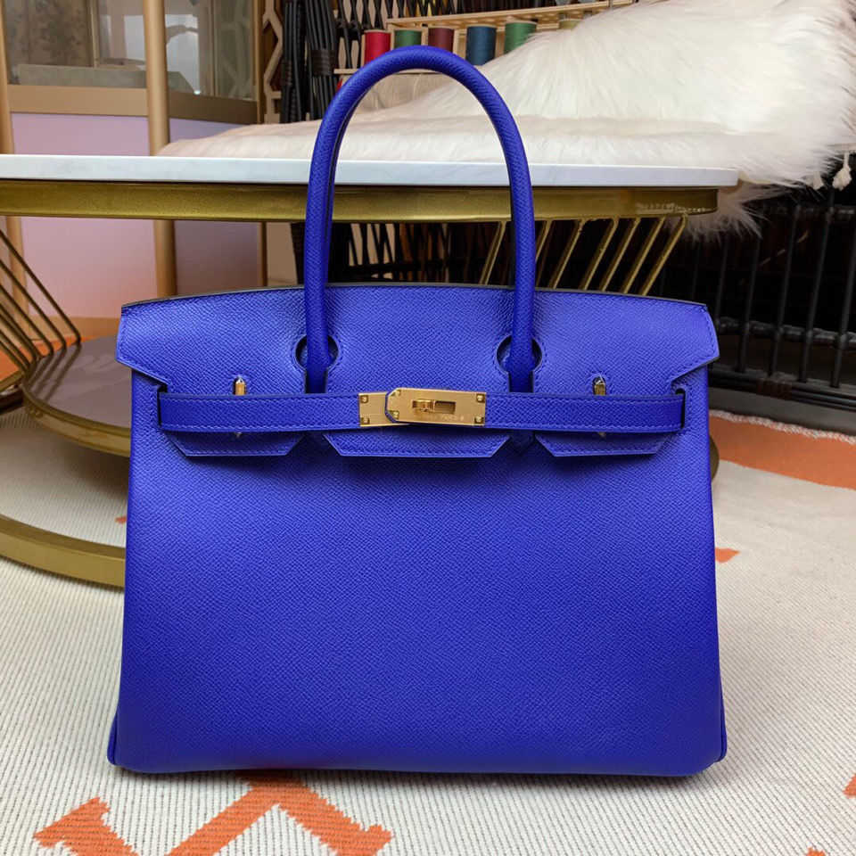 

Hand sewn Birkin platinum Kelly Epsom wax thread real leather one shoulder handbag