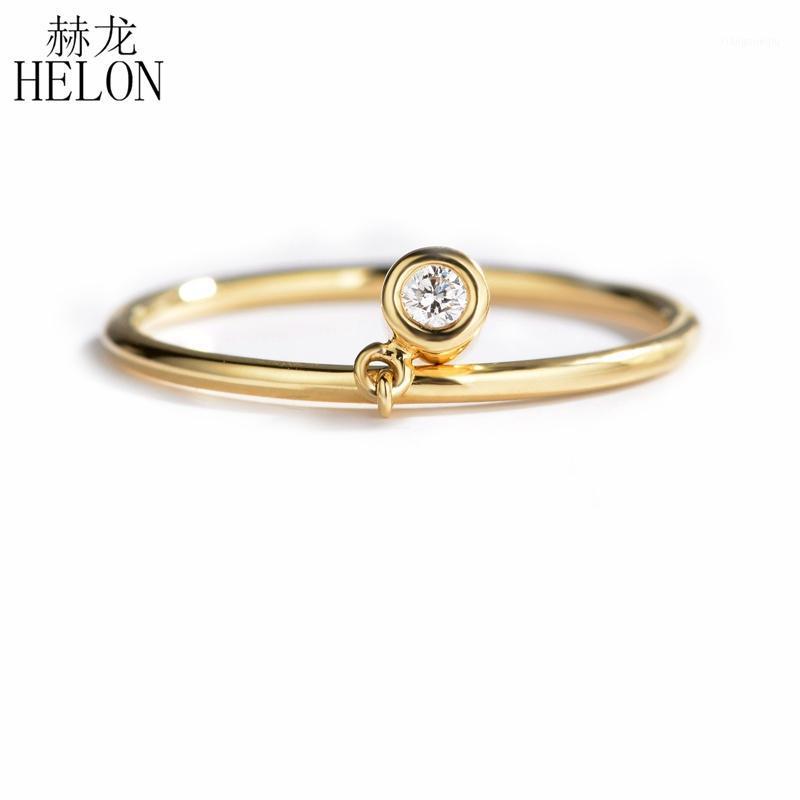 

Cluster Rings HELON Solid 18k Yellow/White/Rose Gold Round SI/H 0.05ct Natural Diamonds Engagement Wedding Gift Women Trendy Fine Jewelry Ri, Golden;silver