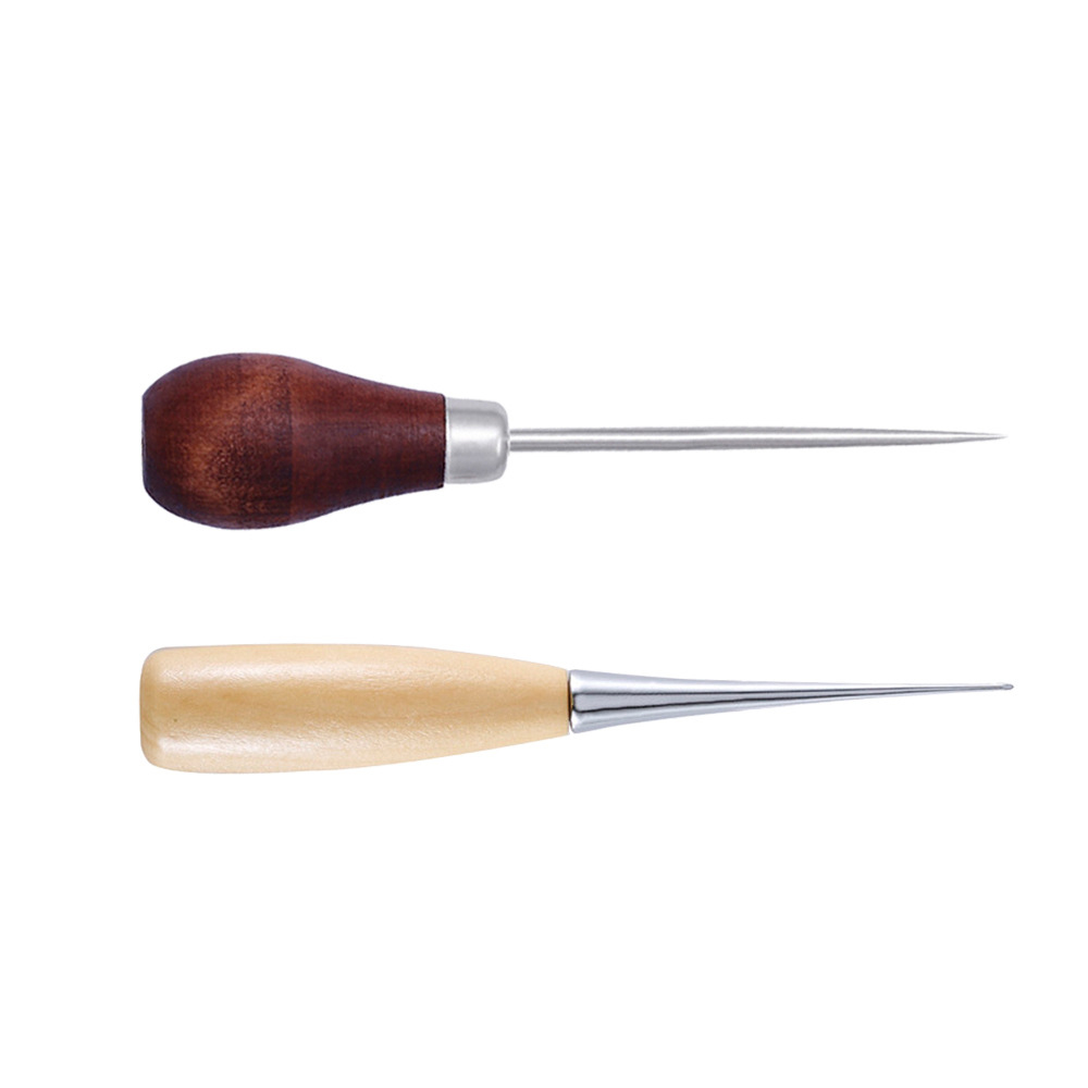 

1PC Leather Sewing Awl Wood Handle Drillable Awl Pin Punch Hole Shoes Repair Tool Hand Stitcher Leather Craft Needle