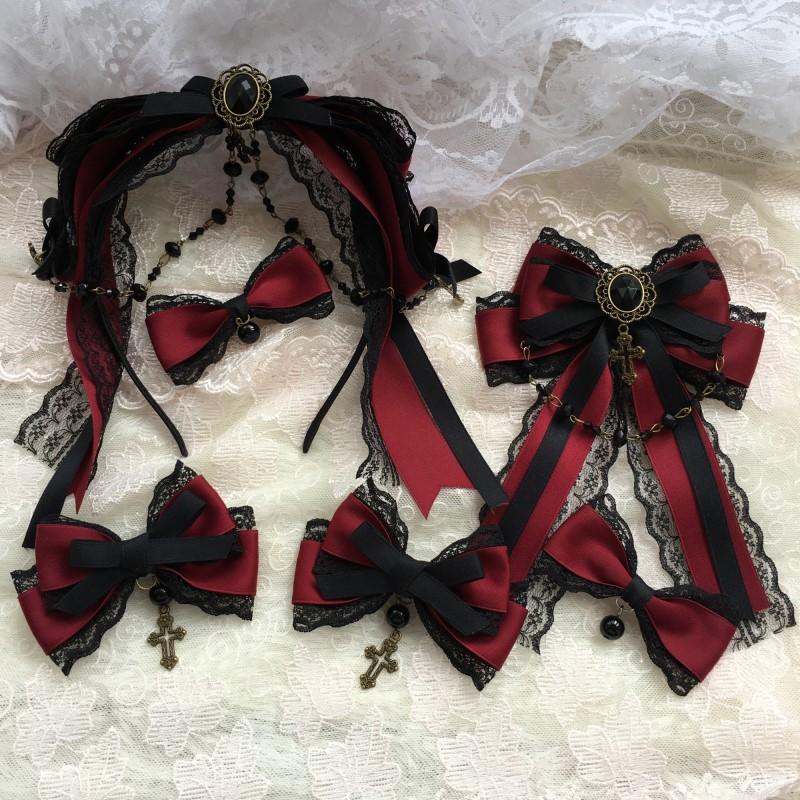 

Other Event & Party Supplies Lolita Hairpin Handmade Wine Red Dark Black Series KC Headband Cosplay Headdress Gothic Women's Hair Ornaments