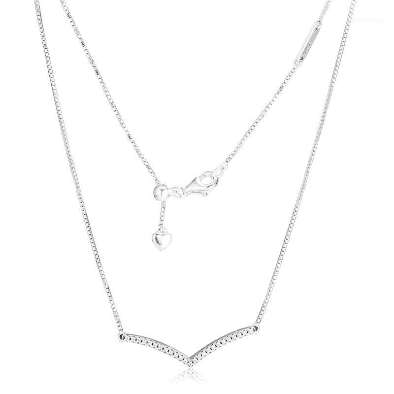 

Chains Silver Necklaces Genuine 925 Sterling Shimmering Wish Necklace For Women Gift Fashion Jewelry Wholesale Collier