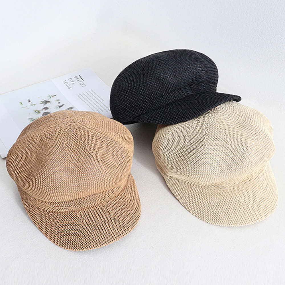 

Sun hat Summer octagonal Women's thin sboy Beret duck tongue painter leisure sun Hat Korean version, Blue;gray