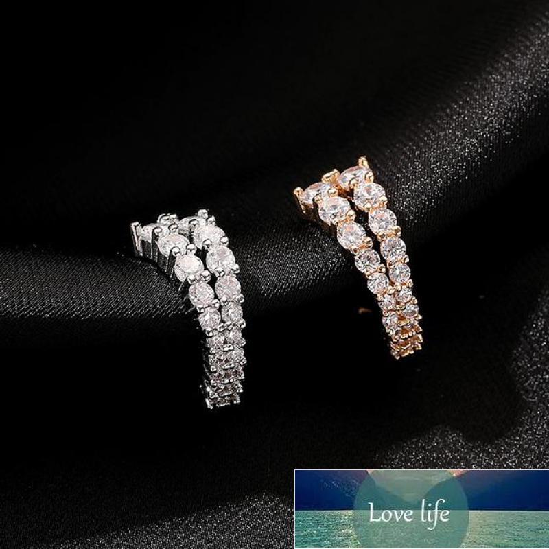 

Double Layer Clip Earrings Crystal Zircon Earrings For Women Earing Without Hole Jewelry Fake Earring Single Ear Clips Kolczyki Factory price expert design Quality