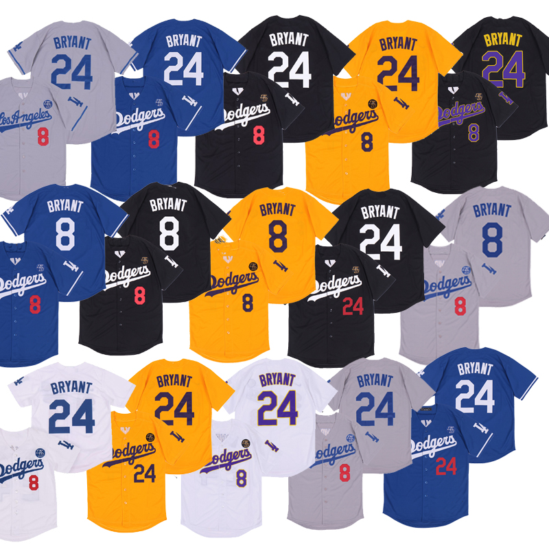 

Youth Lady Mens Dodgers #8#24 Bryant Los Angeles Baseball Jersey Black Mamba White Blue Gray Yellow, Blue;black
