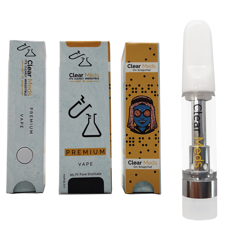 

Clear Meds Vapes Carts Vape Cartridges Atomizers 510 Thread Cartridge 0.8ml Ceramic Coil Empty Thick Oil Vaporizer Electronic Cigarettes Childproof Package