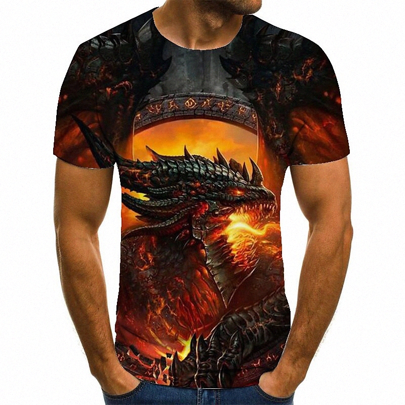 T-shirt Unisexe T-shirt 3D Imprimer Dragon Graphic Prints PLUS Taille Coulée ronde Casual Imprimé Daily Impression courte À manches courtes Créat