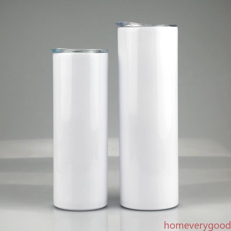 

15oz 20oz 30oz Sublimation Straight Skinny Tumbler 15oz 20oz 30oz Stainless steel blank white skinny cup with lid straw Cylinder water bottle coffee