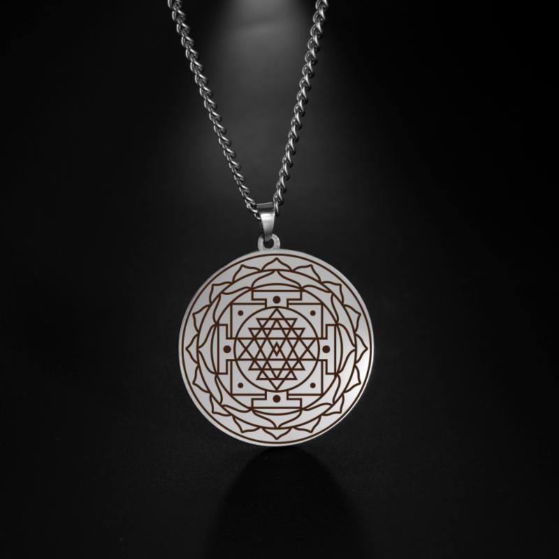 Pendant Necklaces EUEAVAN 5pcs Vintage Necklace Mandala Sacred Geometry Pedant Stainless Steel Jewelry For Men Women-image-709193453