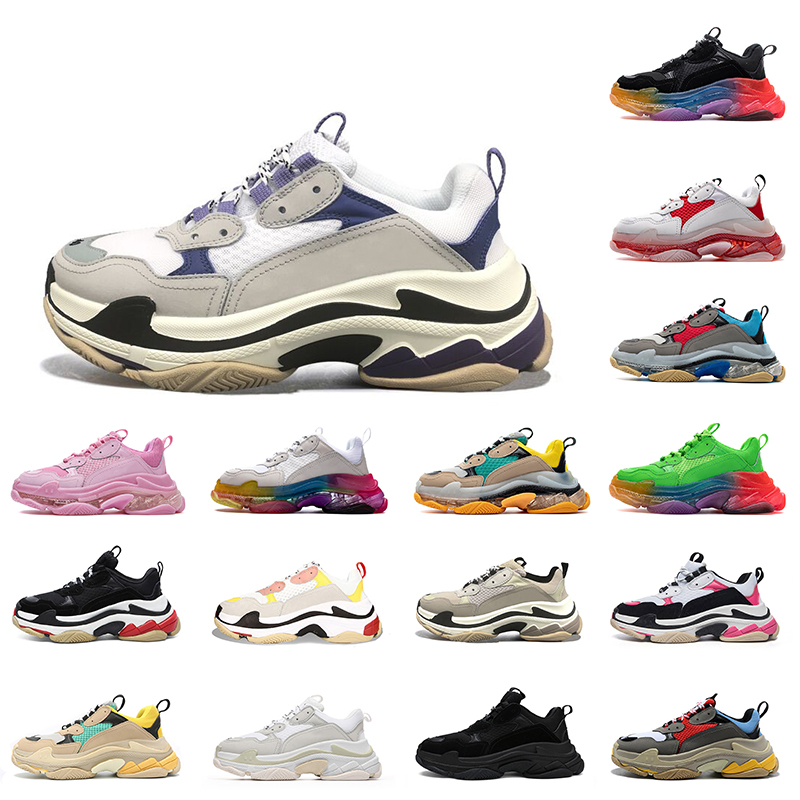 

Casual Platform Dad Women Men Shoe Triple S Clear Sole Trainers Paris 17FW Luxurys Designers Shoes Track Crystal Bottoms Vintage Outdoor Tennis Sneakers, A1 36-45 beige