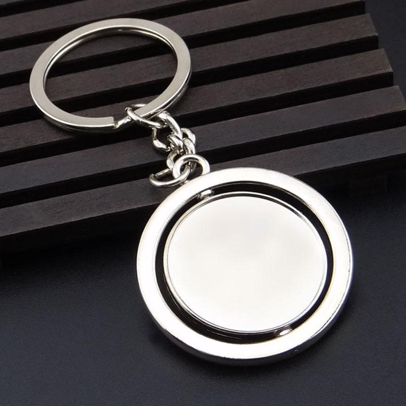 

Keychains Round Rotating 360 Degree Metal Keychain Double-sided Custom LOGO Key Ring Men Gifts Simple Personalized Trinket D0813