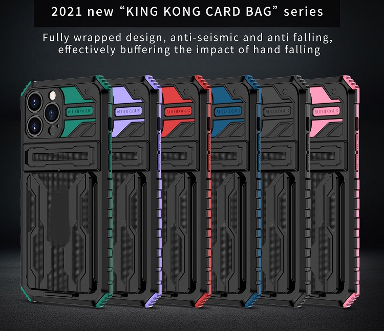 

Card Bags pocket kickstand phone cases wholesale For Iphone 13 promax 13pro Iphone12 11promax 6 7 8 XR XSMAX can car use anti-shockproof, Purple