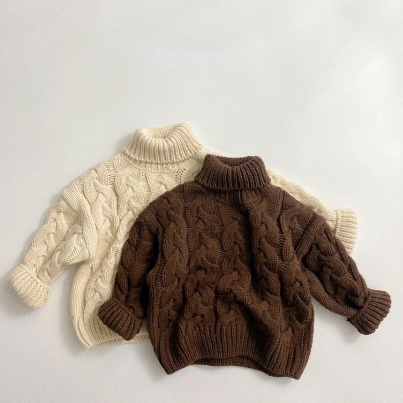 

Pullover WLG Winter Clothes For Girls Boys Knitted Beige Brown Sweaters Kids Warm Casual Sweater 1-6 Years