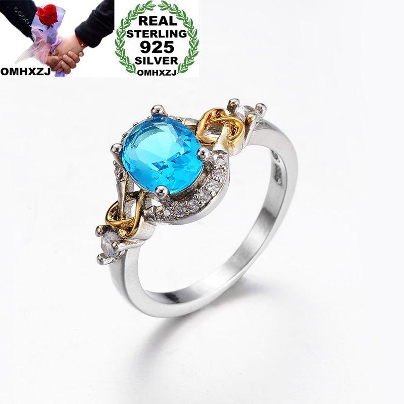 

Cluster Rings OMHXZJ Wholesale European Fashion Woman Man Party Wedding Gift White Oval Blue Green Zircon 925 Sterling Silver Ring RR148