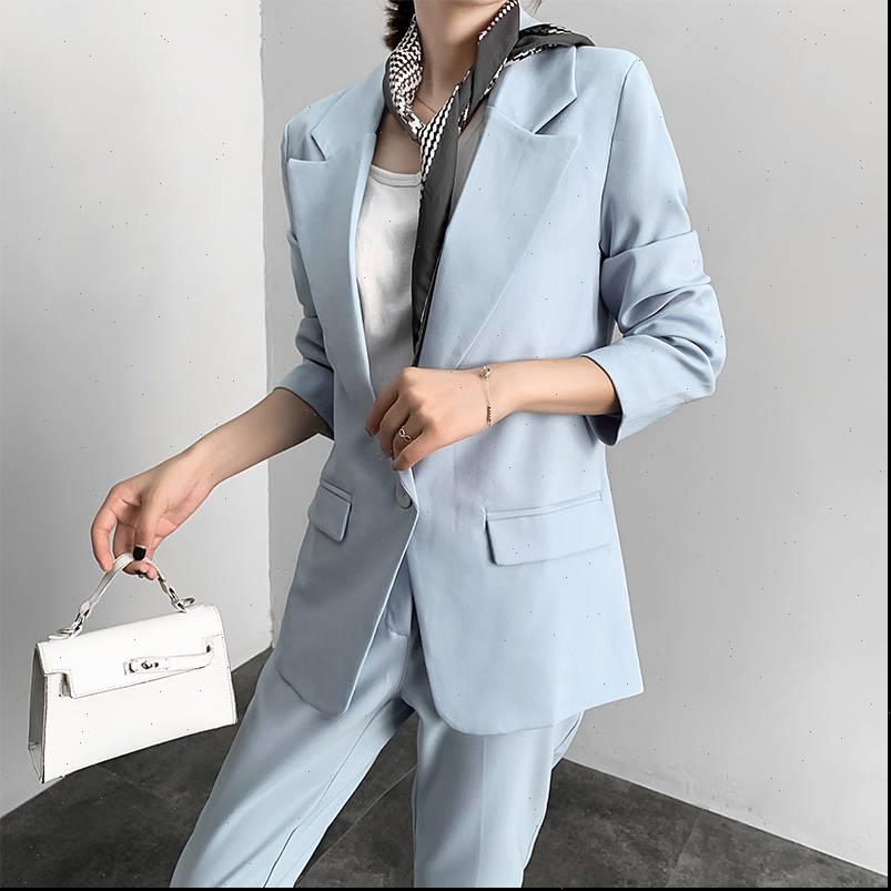 

heydress autumn solid elegant womens pants blazer suit ol single button blue female formal office suits work, White