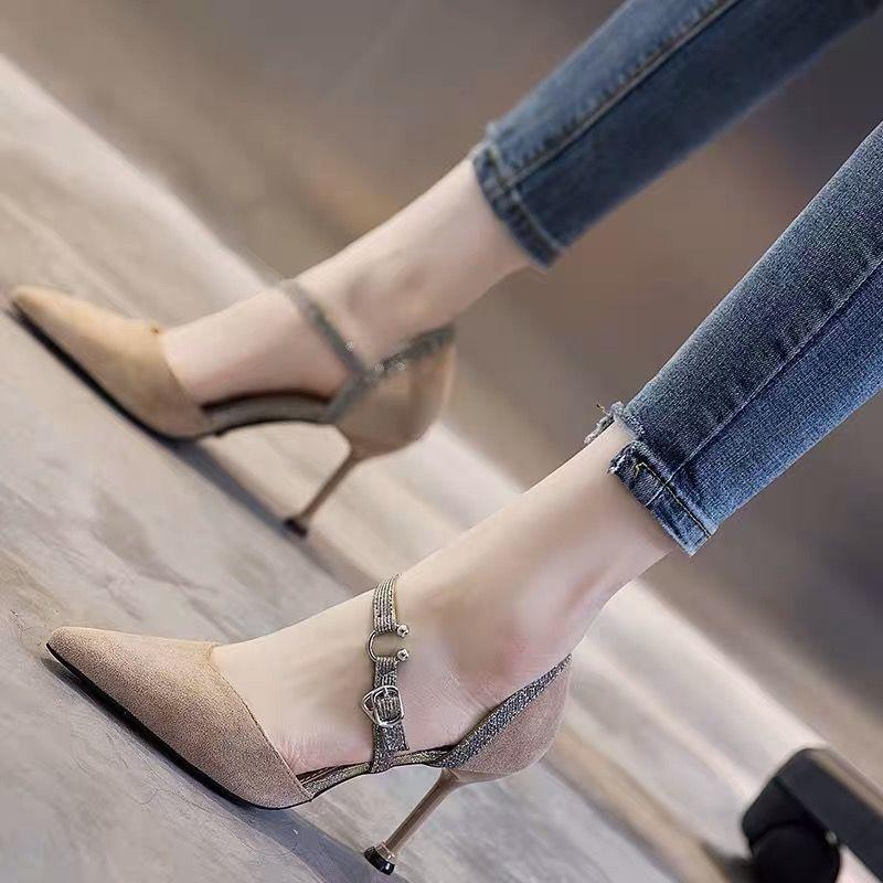 

Dress Shoes Women Heels Red 2021 Spring Autumn High Female Heel Button Chaussure Femme Zapatos Mujer, Black 1cm