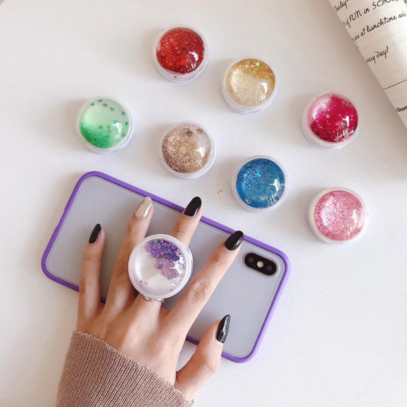 

Cell Phone Mounts & Holders Universal Bracket Glitter Quicksand Expanding Grip Finger For Huawei Stand