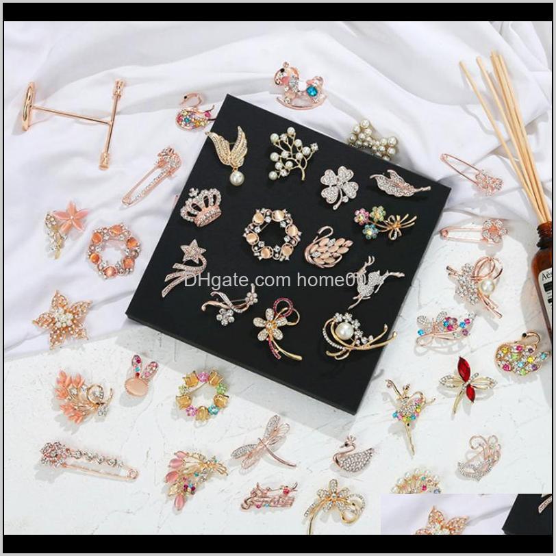 

Pins, Jewelry Drop Delivery 2021 Wedding Or Party Brooches Mix 61 Style Sier Pearl Crystal Rhinestone Flower Bouquet Butterfly Vintage Brooch