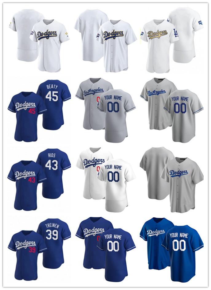 

Custom Jersey Mens women Youth Los Angeles Dodgers 43 Edwin Rios 45 Matt Beaty 4 Duke Snider 39 Blake Treinen Baseball Jerseys, Blue;black