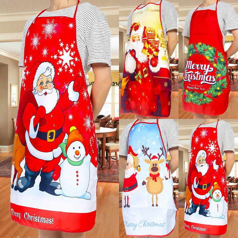 

Christmas Santa Apron Baking Accessories Women Kitchen Cooking Men Cafe Aprons