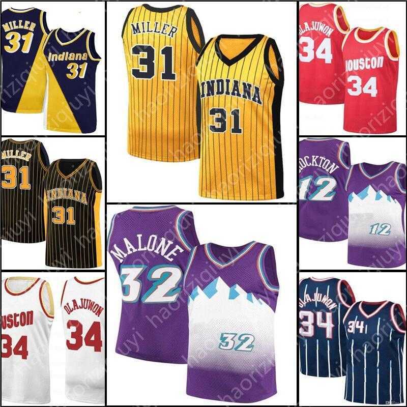 

Reggie 31 Miller Hakeem Basketball Jerseys 34 Olajuwon Karl 32Â MaloneÂ JohnÂ 12Â Stockton, Black;red