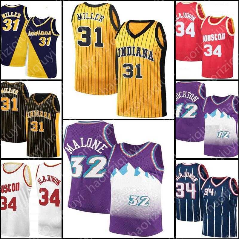 

Reggie 31 Miller Hakeem Basketball Jerseys 34 Olajuwon Karl 32 Malone John 12 Stockton, As