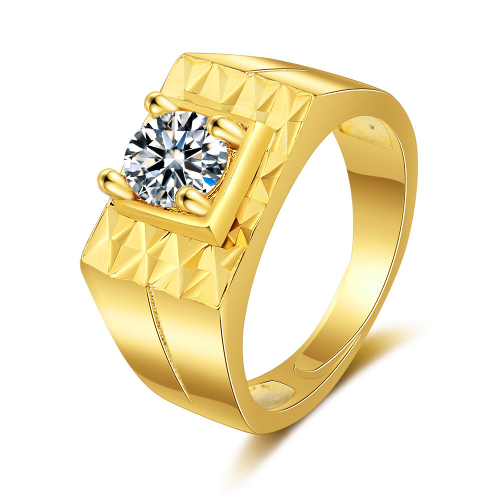 Men Ring 18k Yellow Gold Filled Classic Wedding Finger Jewelry Gift Size Adjust-image-704873721