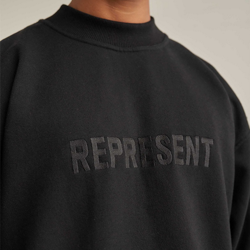 

Represent Embroidered Front Logo Sweater Mens Casual Oversize Crewnecks Sweatshirts Jumpers Men Women Hip Hop Streetwear MG210119, Black