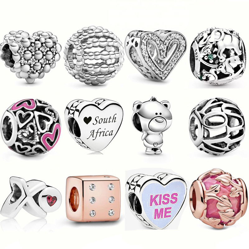 

Memnon Jewelry 925 Sterling Silver I Love You Charm Beaded Openwork Sparkling Freehand Heart Charms XO Script Beads Kiss Bead Fit Pandora Style Bracelets Diy