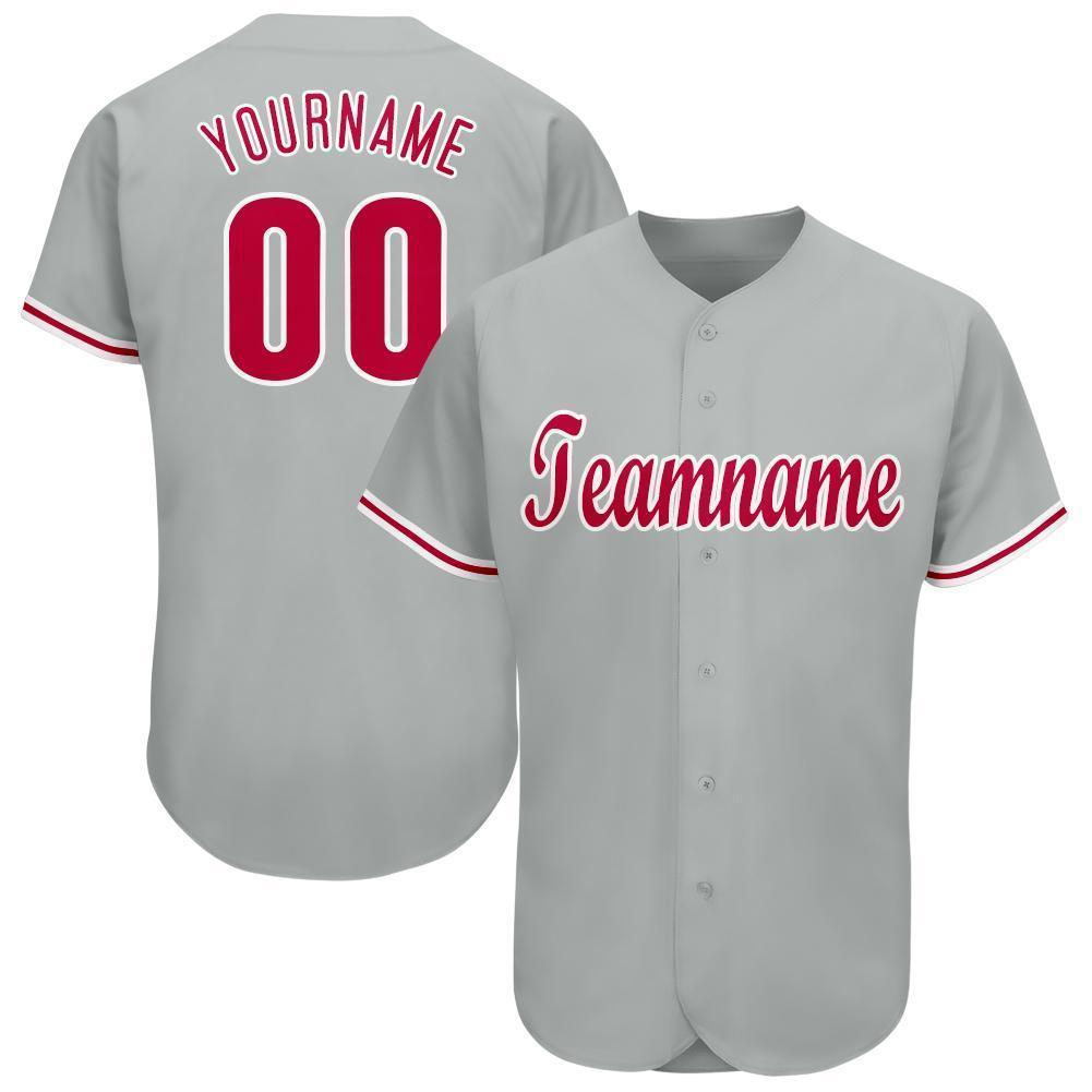 

Custom Gray Red-White Baseball Jersey, Women size s-xxl