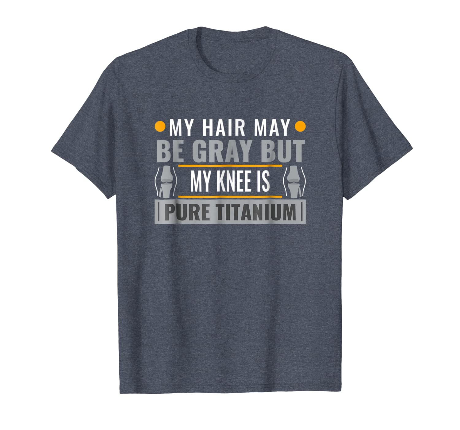 

funny knee replacement older gray hair surgery gift tshirt, White;black