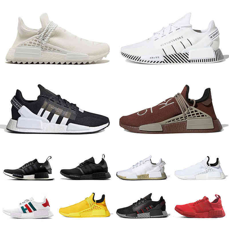 

NMD R1 V2 Pharell Williams Human Race Extra Eye Running Shoes Mens Sneakers Core Black White Heart Womens Trainers Sports Size 36-45, 27 36-45