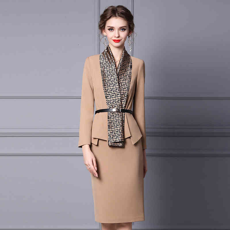 

Casual Dresses Zhili gentle dress chic scarf close waist thin fake two Hip Wrap Skirt winter TINQ, Black