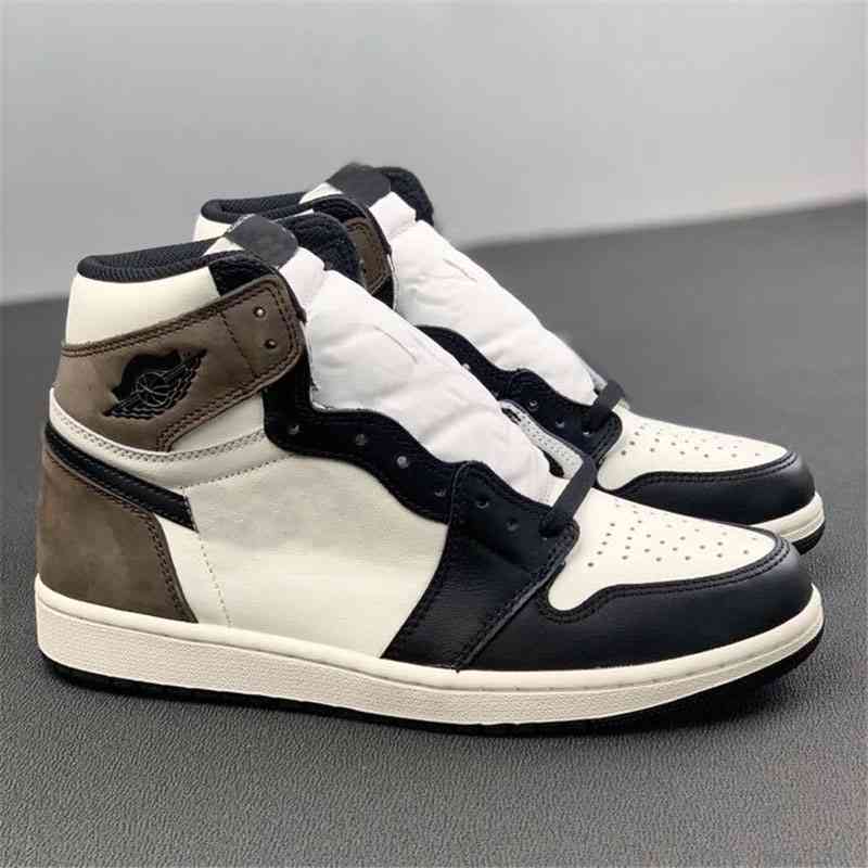 

TOP Authentic 1 Dark Mocha Sail Black Men Women Outdoor Shoes 555088-105 Sports Sneakers Retro With Box