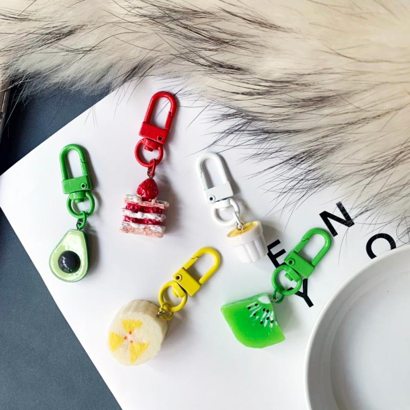 

Keychains 1 Pc Cute Strawberry Banana Kiwi Avocado Kawaii Resin Personality Fruit Food Keychain For Women Gift Bag Pendant Fashion Jewelry